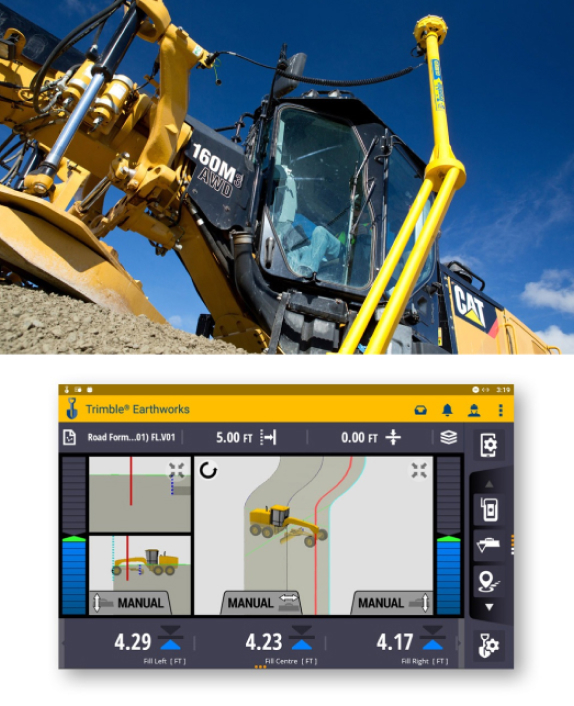 heavy machinery and tablet display